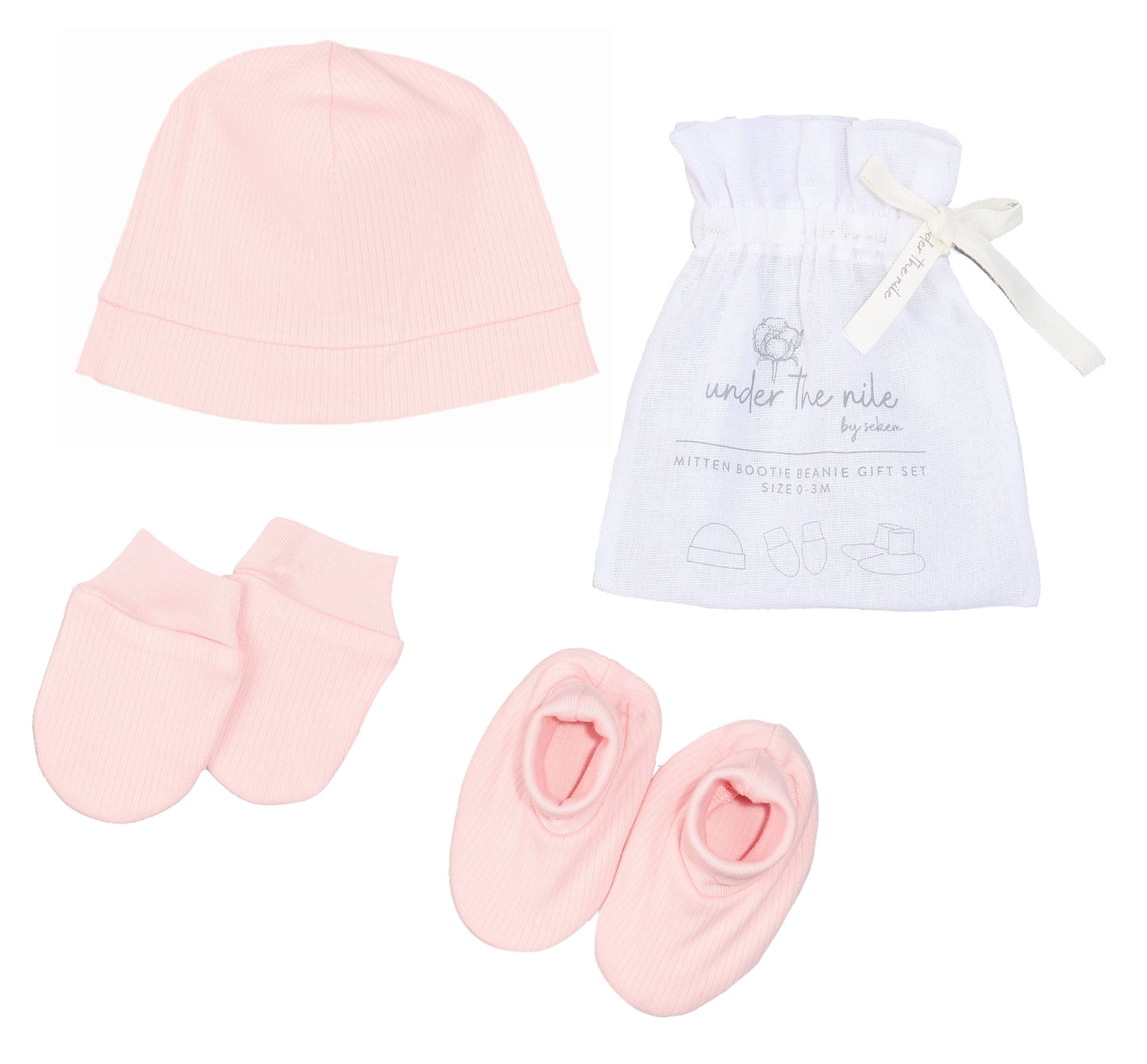 Mitten + Bootie + Beanie Gift Set - Drop Needle - Heavenly Pink