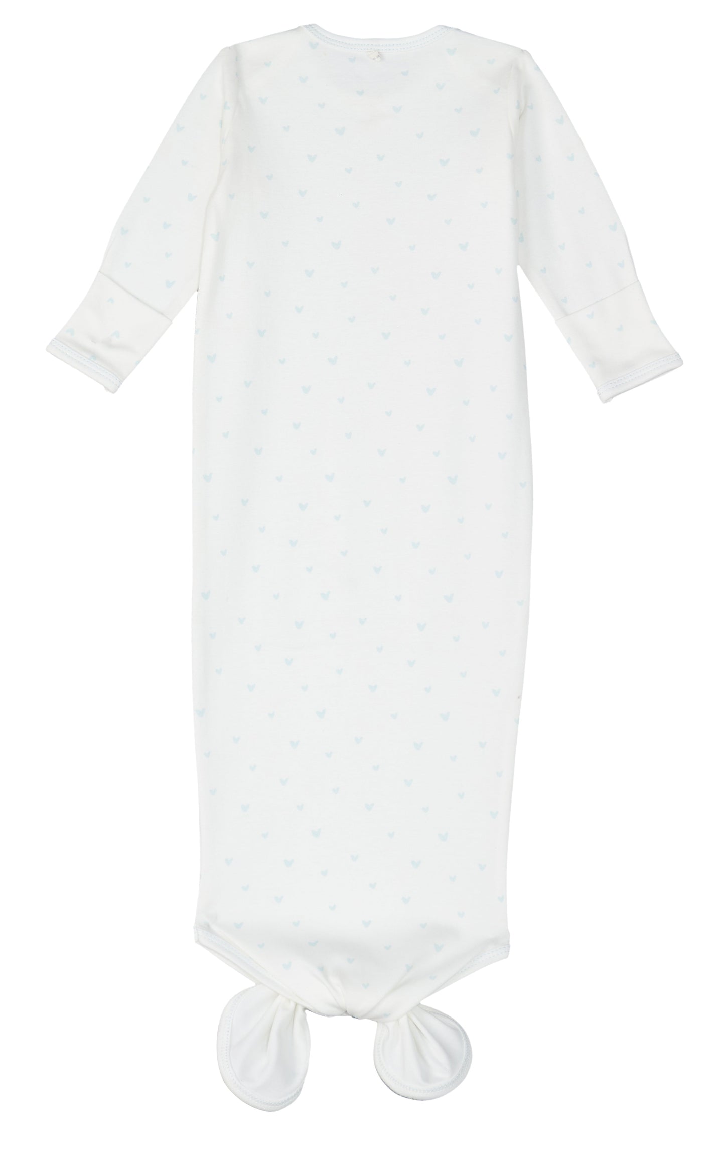 Blue Hearts Print Knotted Gown and Beanie Set