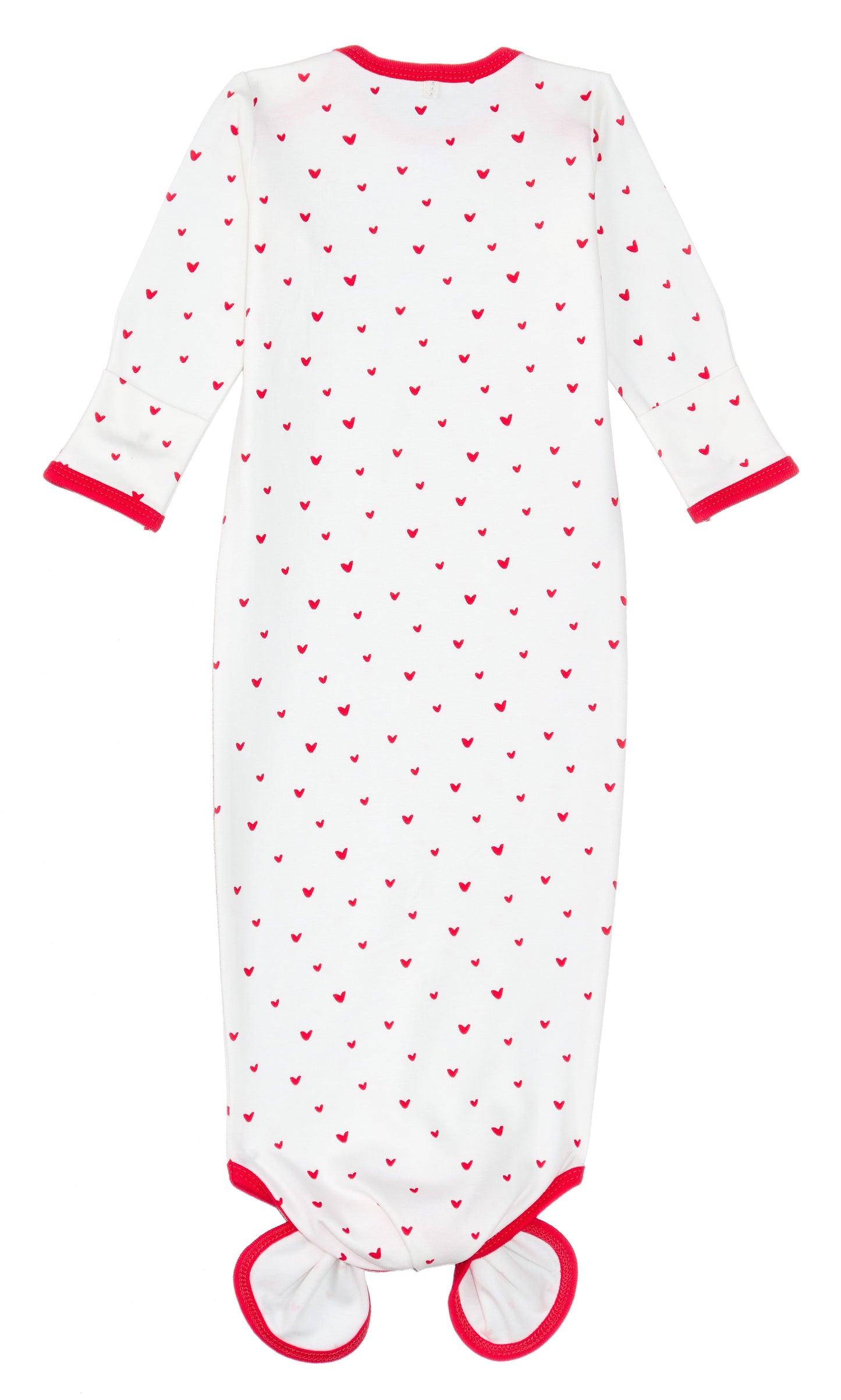 Red Hearts Print Knotted Gown and Beanie Set