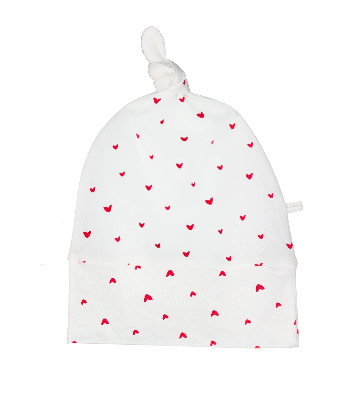 Red Hearts Print Knotted Gown and Beanie Set