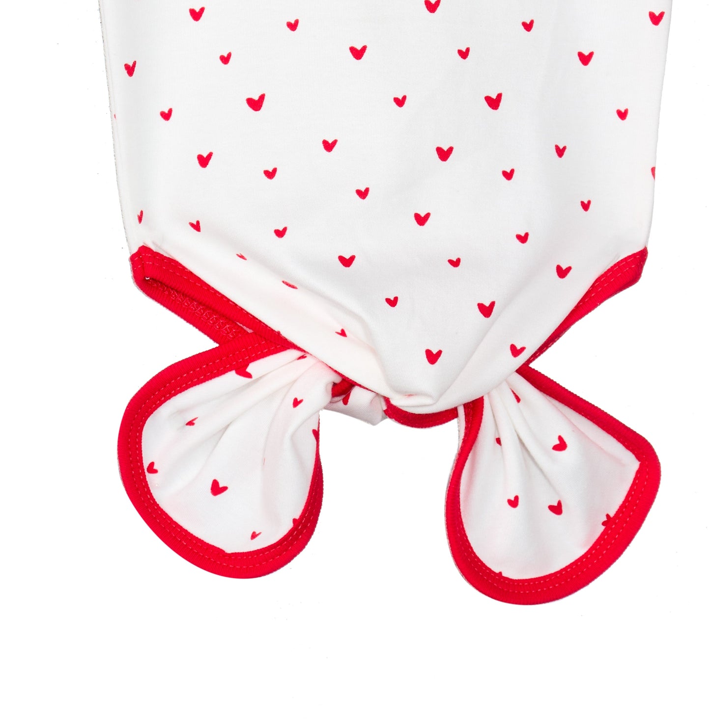 Red Hearts Print Knotted Gown and Beanie Set