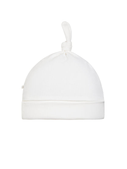 Drop Needle - Knot Top Beanie - Organic White
