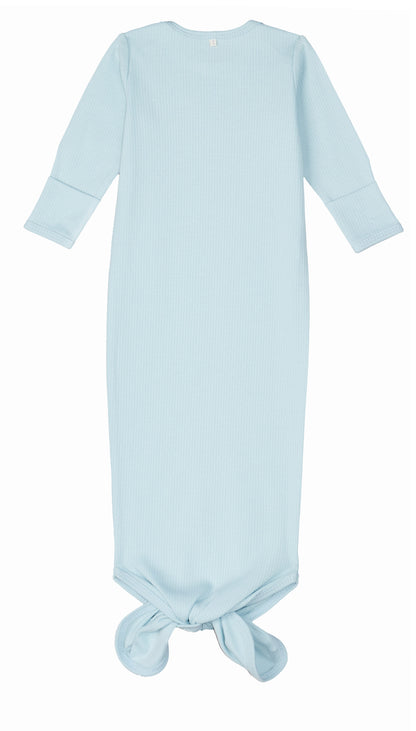 Drop Needle Knotted Gown and Beanie Set - Baby Blue