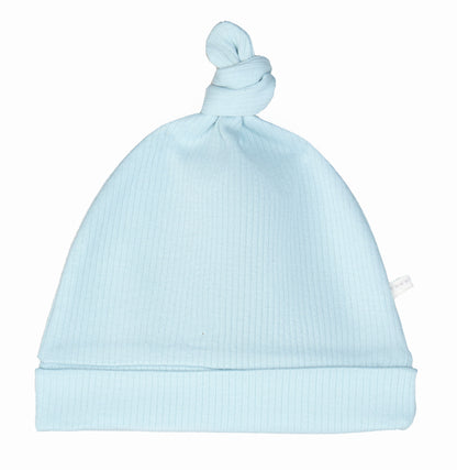 Drop Needle Knotted Gown and Beanie Set - Baby Blue