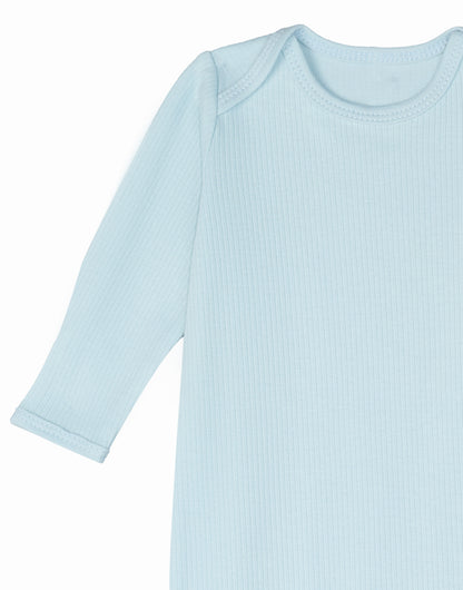 Drop Needle Knotted Gown and Beanie Set - Baby Blue