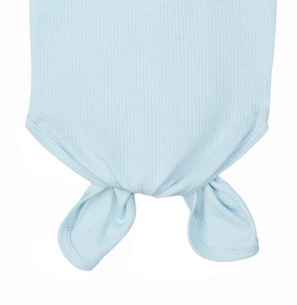 Drop Needle Knotted Gown and Beanie Set - Baby Blue