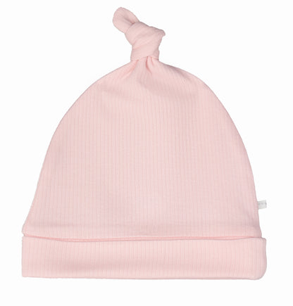 Drop Needle Knotted Gown and Beanie Set - Pink