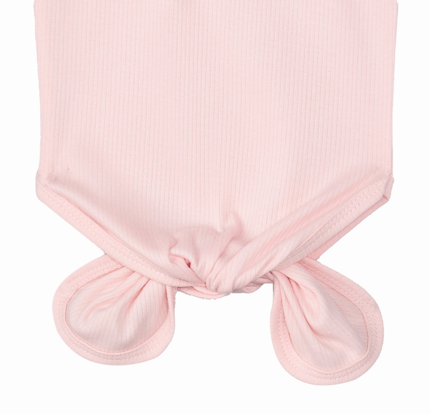 Drop Needle Knotted Gown and Beanie Set - Pink