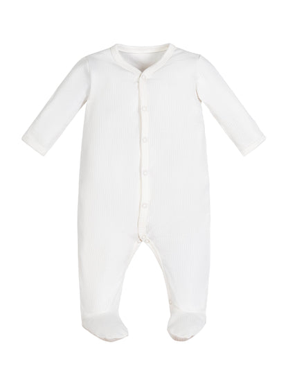 Drop Needle - Snap Front Footie - Organic White