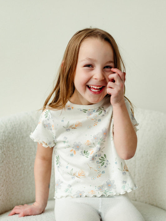 T-shirt - Girls - Flutter Sleeves - Modern Daisy