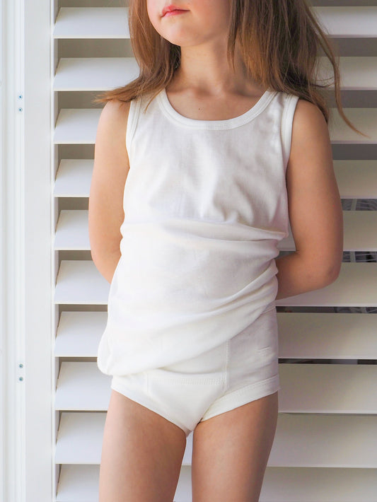 Girl's Undershirt/Tank Top- Organic White