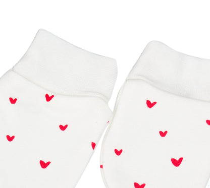 Mitten + Bootie + Beanie Gift Set - Red Hearts