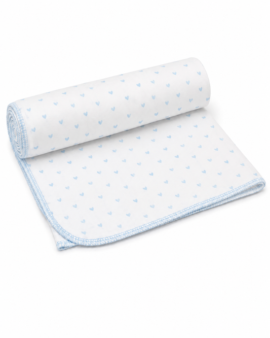 Blue Heart Print Receiving Blanket
