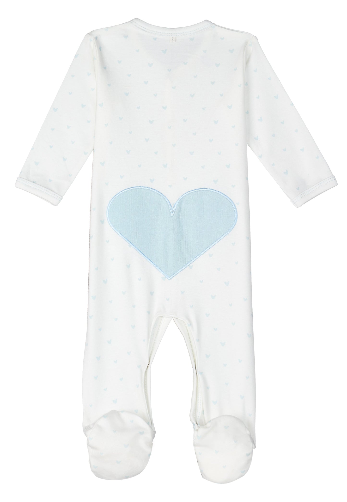 Blue Hearts Print Snap Front Footie