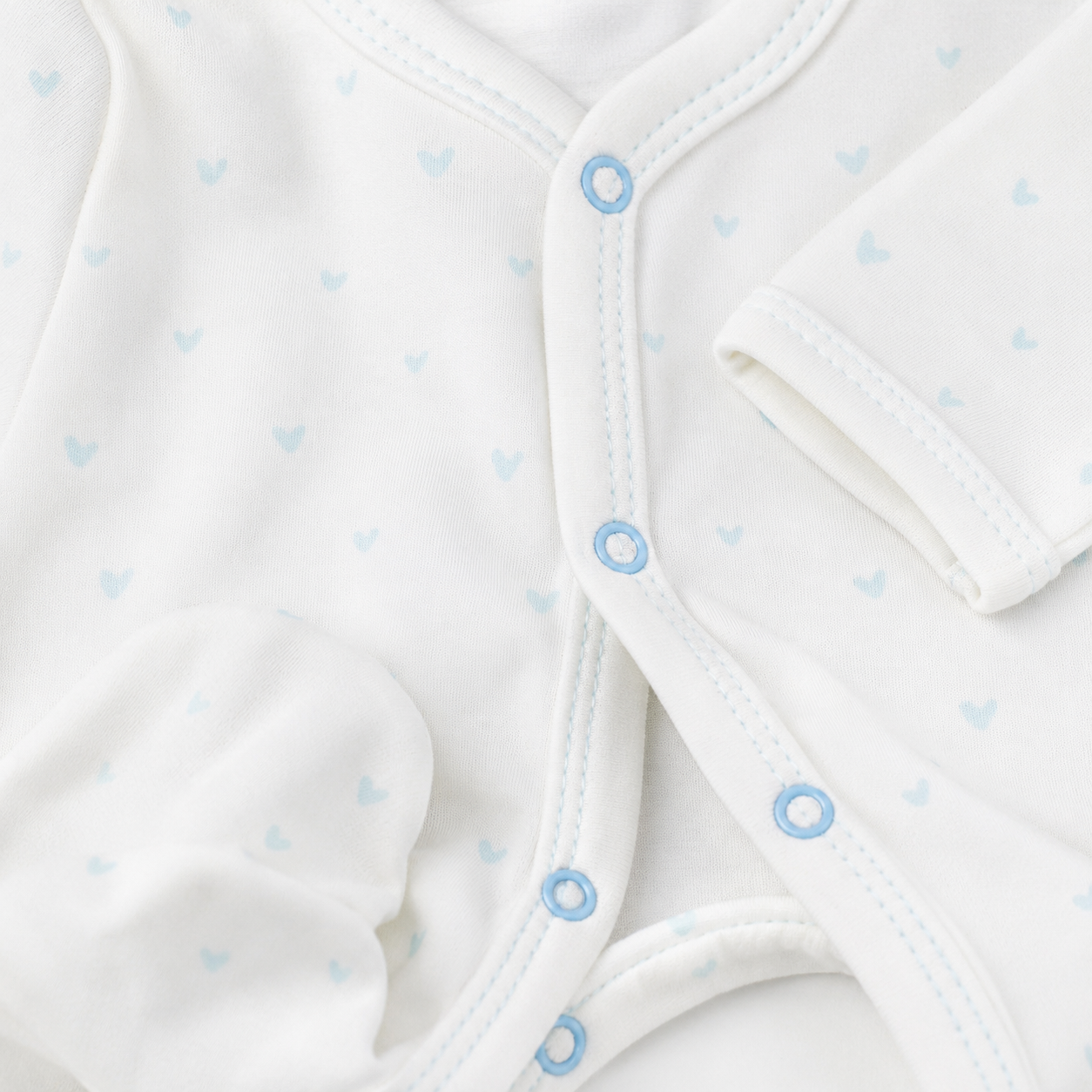 Blue Hearts Print Snap Front Footie