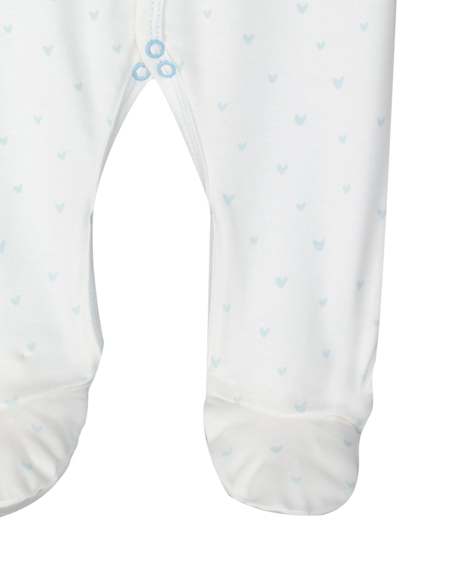 Blue Hearts Print Snap Front Footie