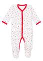Red Hearts Print Snap Front Footie