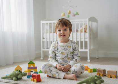 Organic Cotton Toddler Long Johns – Dino Print