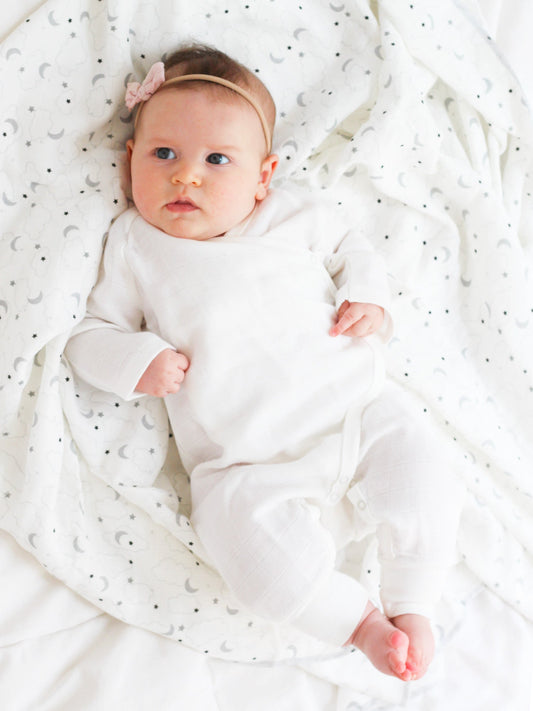 Muslin Side Snap Kimono - Organic White