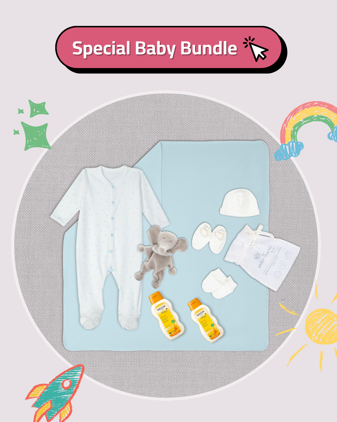 Blue Hearts Baby Essentials Pack